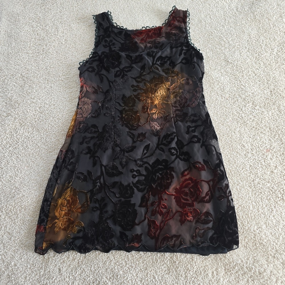 Black Sheep 90s Inspired Whimsigoth Burnout Velvet Floral Sleeveless Dress NWT M